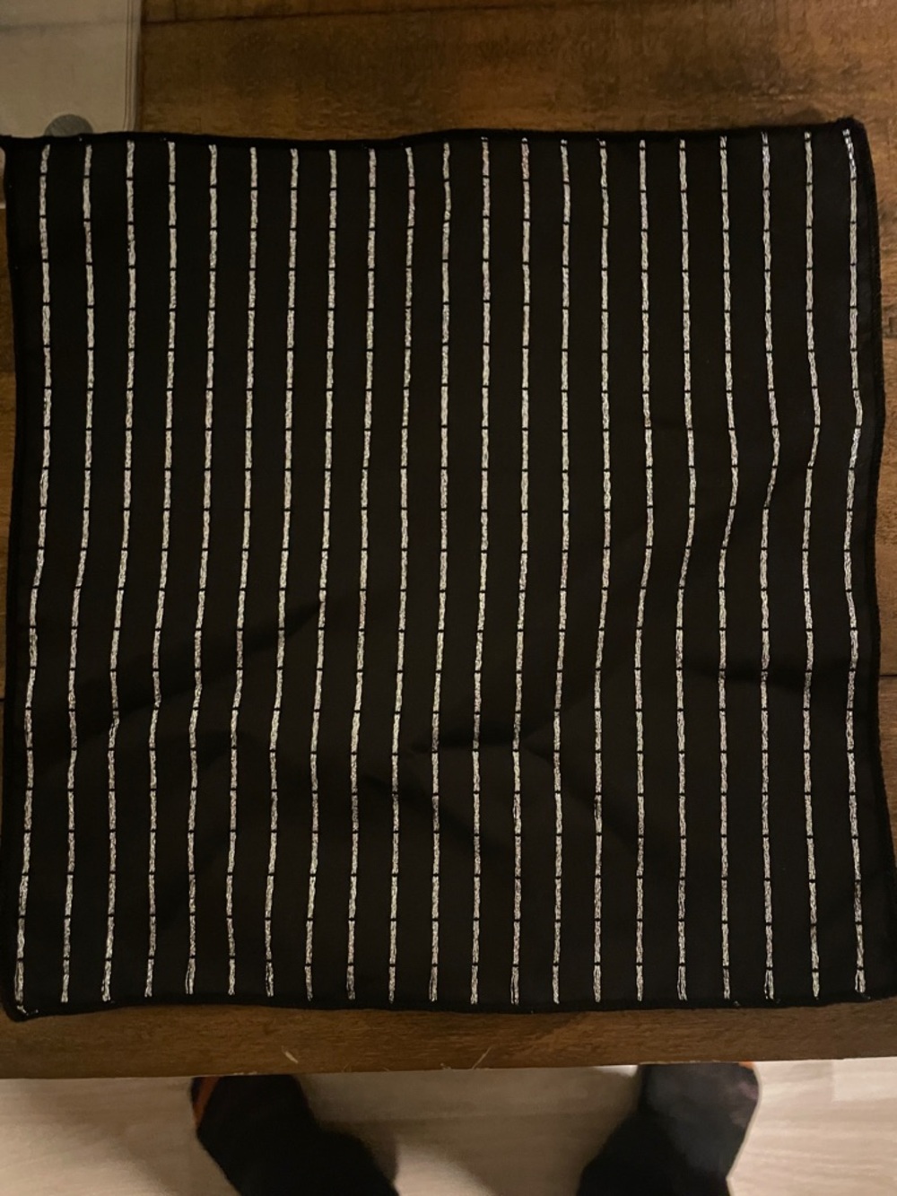 Black Satin pocket square with 2 Studded Dot designs